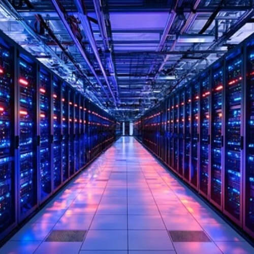 Modern data center server room cabinet infrastructure