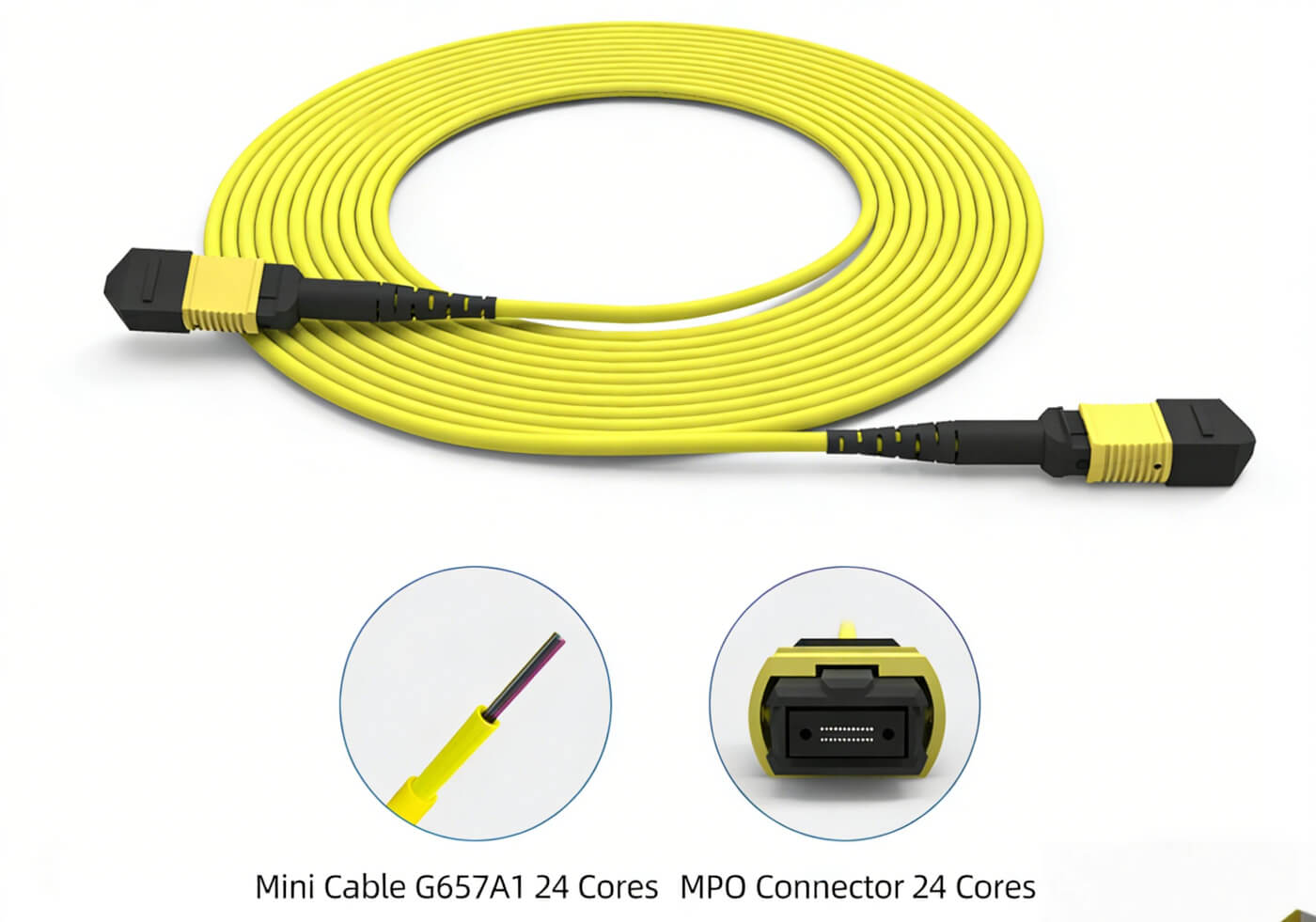 24 core single mode OS2 MPO fiber optic patch cord
