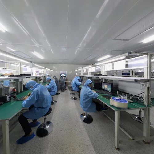 Fiber optic goods packaging and shipping factory warehouse