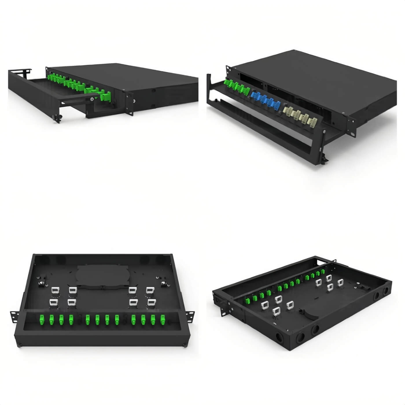 19/21 inch rack mounted fiber distribution box, 24/48 core all in one fusion & distribution